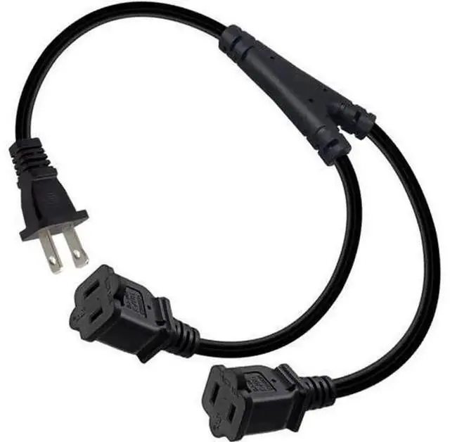 Alt view image 2 of 5 - 2FT 180 Degree Flat NEMA 1-15P to 3 Outlet NEMA 1-15R Power Splitter Cord, US AC 2-Prong Polarized Power Extension Cable, ETL Listed 1-in-3 Power Adapter for Home & Office Electronics