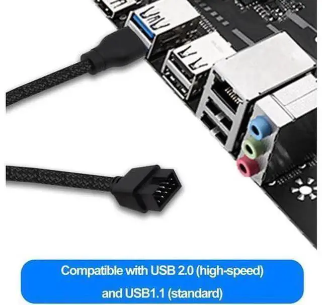 Alt view image 2 of 7 - 2 Pack 20cm USB 2.0 Type A Male to 9 Pin Motherboard Header Adapter Cable, USB A Male to 9Pin Front Panel Header Converter Extension Cord for PC Internal USB Connection, Computer DIY Modification