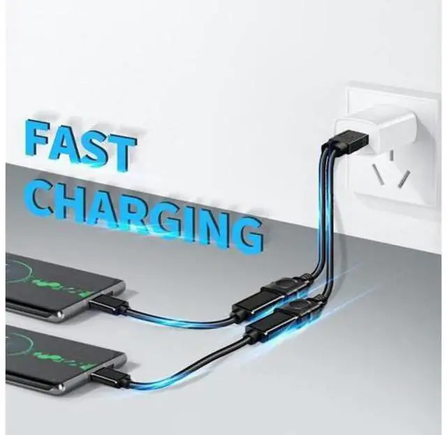 Alt view image 3 of 6 - USB Y Splitter Cable, USB Male to Dual USB Female Adapter Cord, Double USB Port Extender Hub, USB Splitter Power Extension Cable for Simultaneous Charging & Data Transfer for Phones, USB Flash Drives