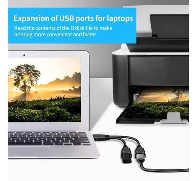 Alt view image 2 of 6 - USB Y Splitter Cable, USB Male to Dual USB Female Adapter Cord, Double USB Port Extender Hub, USB Splitter Power Extension Cable for Simultaneous Charging & Data Transfer for Phones, USB Flash Drives