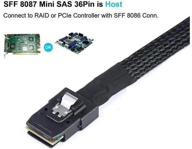 Alt view image 4 of 6 - 1M Mini SAS to SATA Breakout Cable, SFF-8087 to SATA Forward Cable, SFF8087 Mini-SAS Controller to Hard Drive Cable, 3.3FT