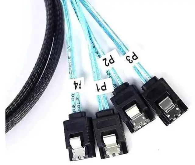 Alt view image 5 of 6 - 1M Mini SAS to SATA Forward Breakout Cable, SFF-8087 to SATA Cable, SFF8087 Mini-SAS RAID Controller to SATA Hard Drive SSD Cable, 3.3FT