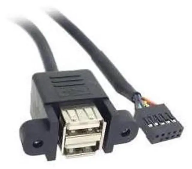 Alt view image 2 of 5 - 9 Pin USB Header Male to Female Extension Splitter Cable, USB 2.0 Motherboard 9Pin Header to Dual USB A Female Adapter Cord for PC Front Panel