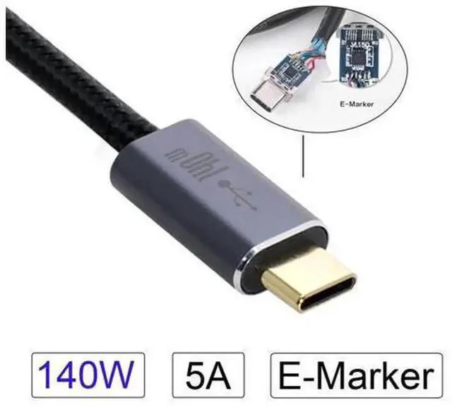 Alt view image 2 of 7 - 2.0M USB 2.0 Type-C Male to Male PD Charging Data Cable, Built-in E-Marker Chip, Max 140W/100W Fast Charging Cord for Laptops, Smartphones