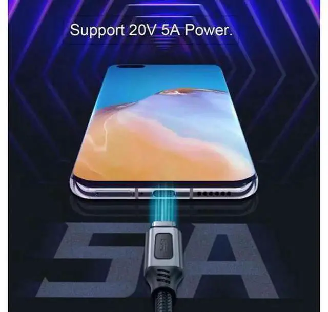 Alt view image 6 of 7 - 2.0M USB 2.0 Type-C Male to Male PD Charging & Data Cable, Built-in E-Marker Chip, 100W/140W Fast Charging Cord for Laptops and Smartphones