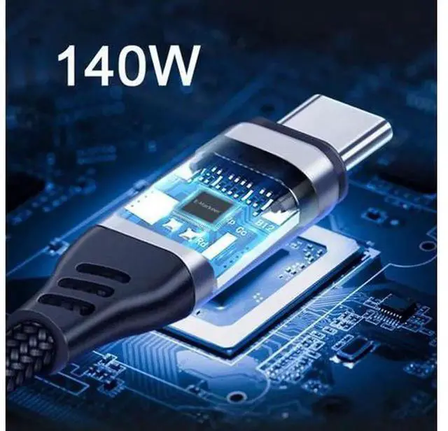 Alt view image 2 of 7 - 2.0M USB 2.0 Type-C Male to Male PD Charging & Data Cable, Built-in E-Marker Chip, 100W/140W Fast Charging Cord for Laptops and Smartphones