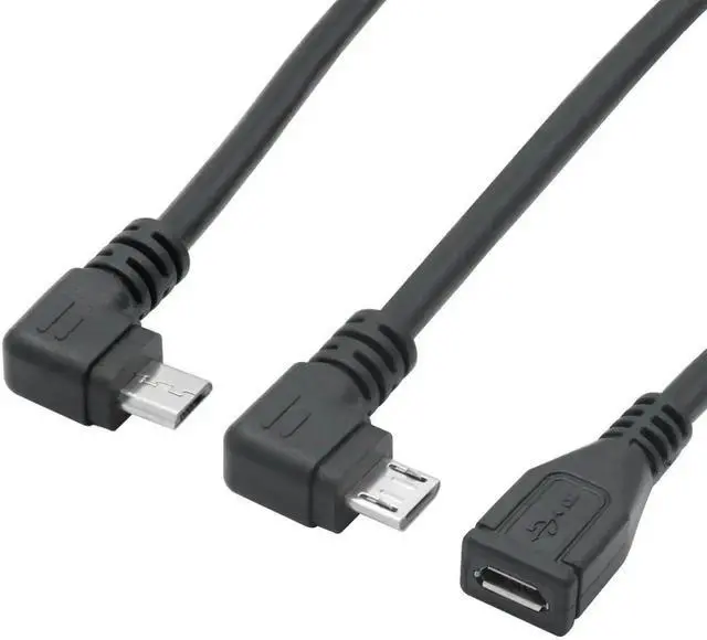 Alt view image 2 of 7 - 9 Inch Short Micro USB Extension Cable, 90 Degree Left & Right Angle Micro USB Male to Female Charging Data Sync Cord for Cellphones, Tablets, MP3 Players & More, 1 Pair