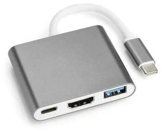 Alt view image 2 of 5 - USB-C Multiport Hub Adapter for MacBook Pro/Air, Thunderbolt 3 Compatible Type-C Hub with 4K HDMI Output, USB 3.0 Port and USB-C Power Delivery Pass-Through Charging