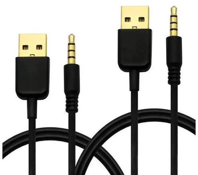 Main image of 3FT USB 2.0 Male to 3.5mm Jack Data Cable Adapter, USB-A to 3.5mm Combined Charging & Data Cord for MP3, MP4 Players, Headphones, Voice Recorders, 2 Pack