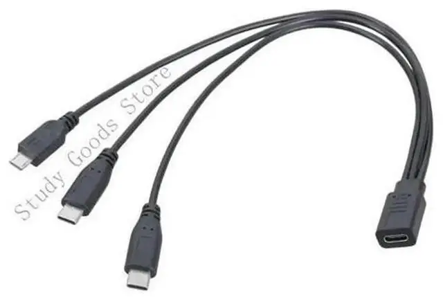 Main image of 30cm USB C Female to Dual Type-C & 5Pin Micro USB Male Charging Adapter Cable, Universal Multi-head Charging Cord for Smartphone, Tablet, Multi-device Simultaneous Charging Conversion Wire