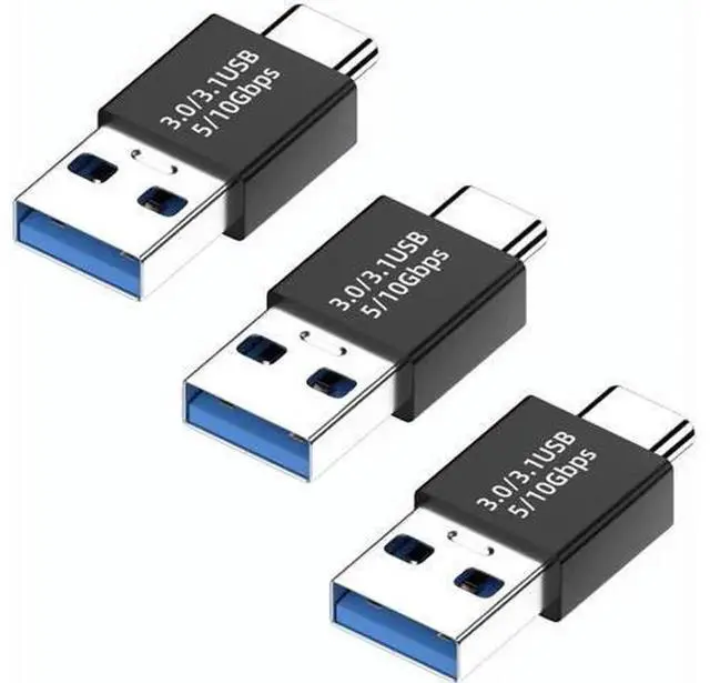 Main image of 3 Pack USB 3.1 A Male to Type-C Male Adapter, 10Gbps High Speed USB A to USB-C Connector, Black Compact Data Transfer Adapter for Smartphone, Laptop, Notebook, External Storage and USB-C Devices