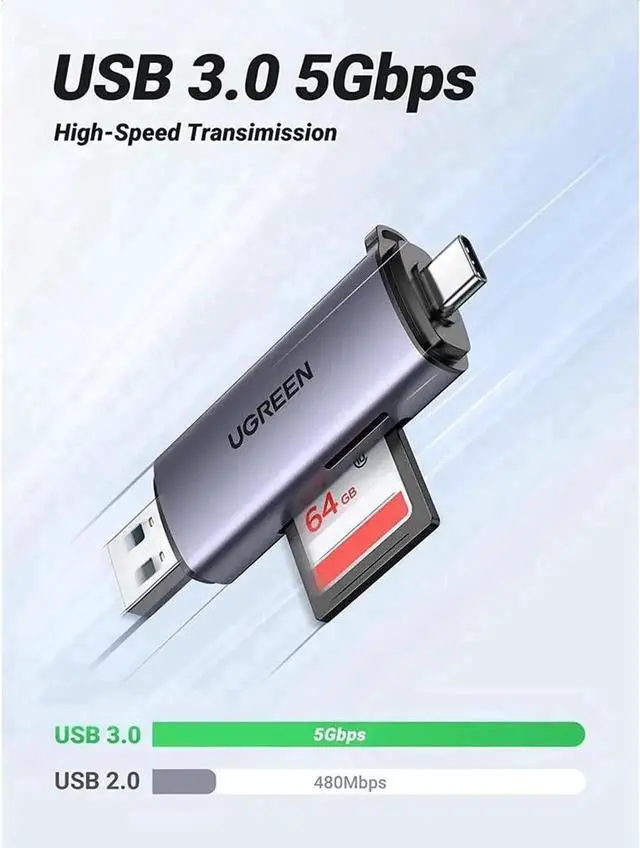 Alt view image 7 of 7 - UGREEN Micro SD Card Reader, USB C USB 3.0 Memory Card Reader Adapter, OTG Card Reader for SD SDHC SDXC MicroSD UHS-I, Compatible with MacBook Air Pro, iPad Pro, Samsung Galaxy S22, PC, Laptop, Camera