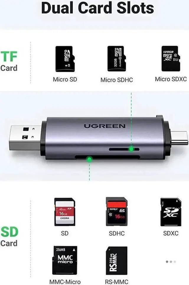 Alt view image 5 of 7 - UGREEN Micro SD Card Reader, USB C USB 3.0 Memory Card Reader Adapter, OTG Card Reader for SD SDHC SDXC MicroSD UHS-I, Compatible with MacBook Air Pro, iPad Pro, Samsung Galaxy S22, PC, Laptop, Camera