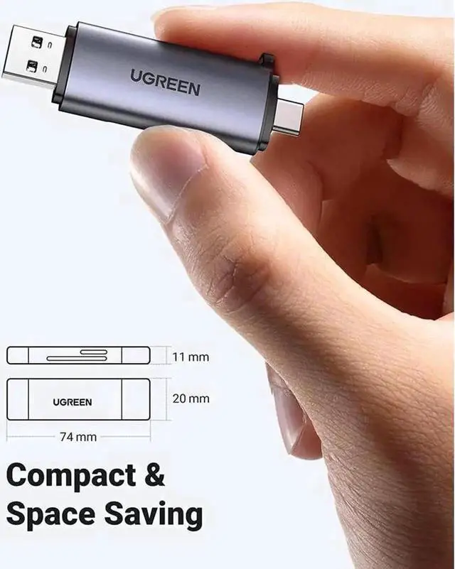 Alt view image 4 of 7 - UGREEN Micro SD Card Reader, USB C USB 3.0 Memory Card Reader Adapter, OTG Card Reader for SD SDHC SDXC MicroSD UHS-I, Compatible with MacBook Air Pro, iPad Pro, Samsung Galaxy S22, PC, Laptop, Camera