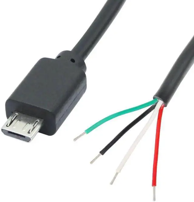 Alt view image 5 of 7 - 2Pcs 3FT Micro USB Male 4 Pin Open End Pigtail Cable, 24AWG Bare Wire Micro USB Power & Data Cord, DIY Repair Replacement Cable for USB Equipment