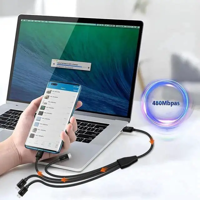 Alt view image 7 of 7 - 4-in-1 Micro USB Splitter Cable 1.64ft Black, USB Type A Male to 4 Micro USB Male Multi Charging Cord, Micro USB Splitter Adapter Cable for Simultaneous Charging & Limited Data Sync