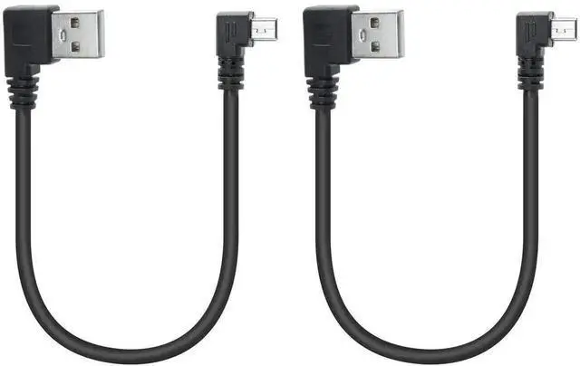 Main image of 9 Inch Left Angle Mini USB 2.0 Cable 2-Pack, USB Type A Male to Left Angled 5 Pin Mini USB Short Charging Data Cord for Dash Cam, Digital Camera, Portable Hard Drive, MP3 Player and Mobile Phones