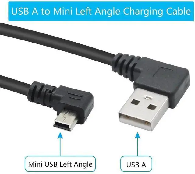 Alt view image 5 of 7 - 9 Inch Left Angle Mini USB 2.0 Cable 2-Pack, USB Type A Male to Left Angled 5 Pin Mini USB Short Charging Data Cord for Dash Cam, Digital Camera, Portable Hard Drive, MP3 Player and Mobile Phones