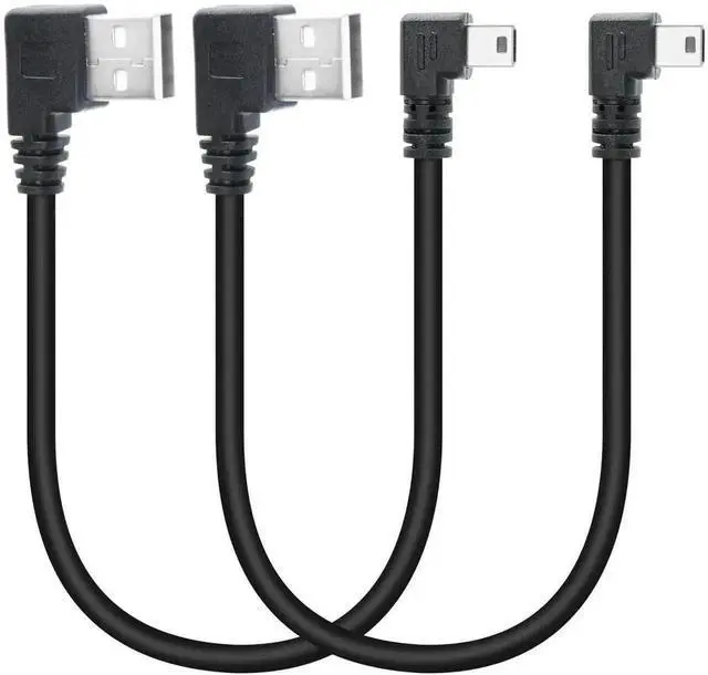 Main image of 9 Inch Right Angle Mini USB 2.0 Cable 2-Pack, USB Type A Male to 90 Degree Right Angled Mini USB Short Charging & Data Sync Cord for Dash Cam, Digital Camera, Portable Hard Drive, MP3 Player and Mobil