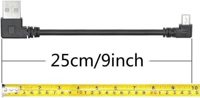 Alt view image 4 of 7 - 9 Inch Right Angle Mini USB 2.0 Cable 2-Pack, USB Type A Male to 90 Degree Right Angled Mini USB Short Charging & Data Sync Cord for Dash Cam, Digital Camera, Portable Hard Drive, MP3 Player and Mobil