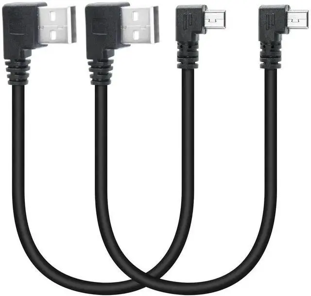 Main image of 9 Inch Left Angle Mini USB 2.0 Cable 2-Pack, USB Type A Male to 90 Degree Left Angled Mini USB Short Charging & Data Sync Cord for Dash Cam, Digital Camera, Portable Hard Drive, MP3 Player and Mobile