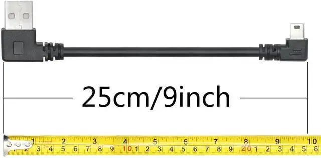 Alt view image 3 of 7 - 9 Inch Left Angle Mini USB 2.0 Cable 2-Pack, USB Type A Male to 90 Degree Left Angled Mini USB Short Charging & Data Sync Cord for Dash Cam, Digital Camera, Portable Hard Drive, MP3 Player and Mobile