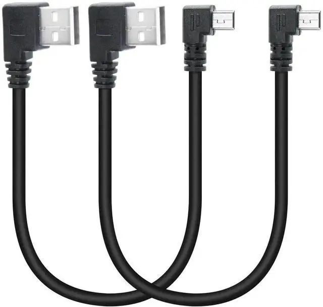 Main image of 9 Inch Left Angle Mini USB 2.0 Cable 2-Pack, USB Type A Male to 90 Degree Left Angled Mini USB Short Charging & Data Sync Cord for Dash Cam, Digital Camera, Portable Hard Drive, MP3 Player and Mobile