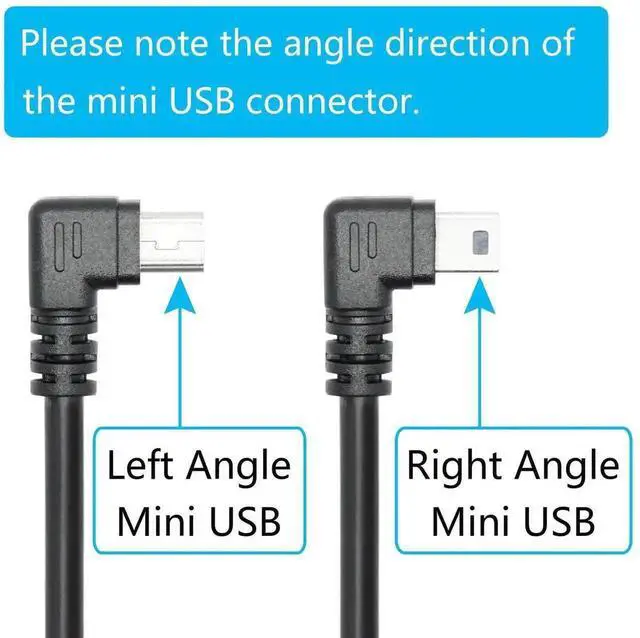 Alt view image 2 of 7 - 9 Inch Left Angle Mini USB 2.0 Cable 2-Pack, USB Type A Male to 90 Degree Left Angled Mini USB Short Charging & Data Sync Cord for Dash Cam, Digital Camera, Portable Hard Drive, MP3 Player and Mobile