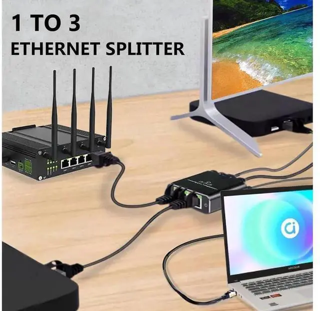 Alt view image 5 of 7 - Gigabit Ethernet Splitter 1 to 3, 1000Mbps RJ45 Network Splitter Adapter Supports 3 Devices Simultaneous Networking, LAN Internet Splitter with USB Power Cable, Compatible with Cat5/Cat5e/Cat6/Cat7/Ca