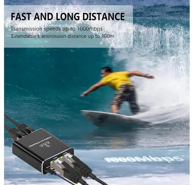 Alt view image 7 of 7 - Gigabit Ethernet Splitter 1 to 3, 1000Mbps RJ45 Network Splitter Adapter Supports 3 Devices Simultaneous Networking, LAN Internet Splitter with USB Power Cable, Compatible with Cat5/Cat5e/Cat6/Cat7/Ca