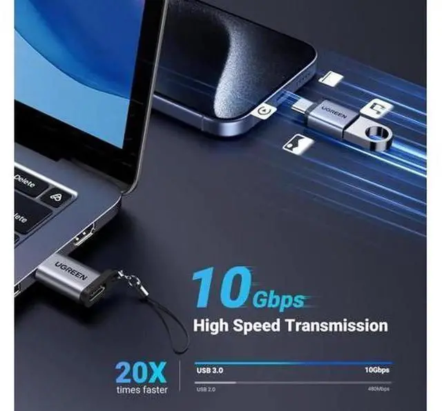 Alt view image 5 of 7 - 2 Pack USB-A Male to USB-C Female Adapter 10Gbps, Thunderbolt Compatible USB Type A to USB C Converter for Charging & Data Sync, Fits iPhone 16/15, MacBook, iPad, Samsung Galaxy, MagSafe Watch 9/8