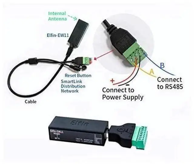 Alt view image 6 of 7 - HF Elfin-EW11A-0 Whole Set RS485 to WiFi Serial Server, RJ45 Wireless Networking Module with Modbus TCP/IP Function, Supports STA/AP Mode for Industrial Serial Communication