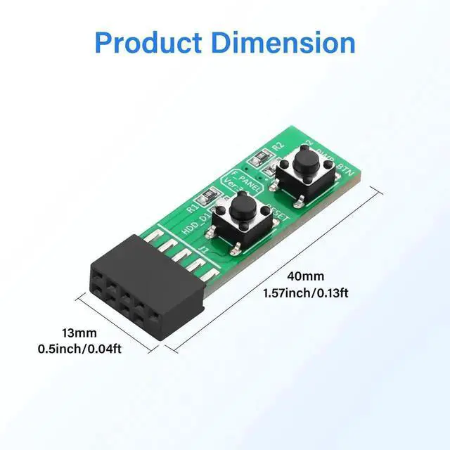 Alt view image 5 of 6 - 9Pin Power Reset Switch Test Adapter Board for Desktop PC Motherboard, Manual Power ON/Off & Reset Control Module for Mainboard Debugging and Testing