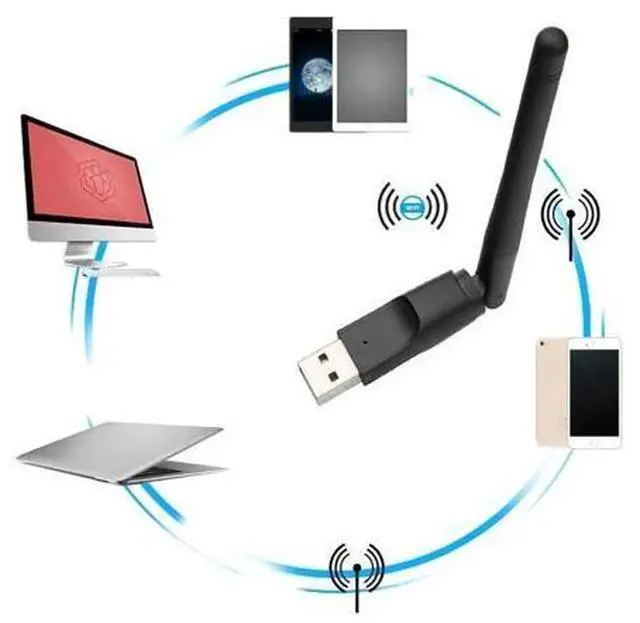 Alt view image 5 of 5 - 150Mbps USB 2.0 WiFi Wireless Network Adapter with Rotatable Antenna, MT7601 Chip 802.11 b/g/n USB WiFi Dongle, Portable Wireless LAN Network Card for Desktop Laptop PC