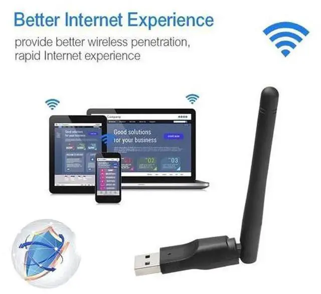 Alt view image 2 of 5 - 150Mbps USB 2.0 WiFi Wireless Network Adapter with Rotatable Antenna, MT7601 Chip 802.11 b/g/n USB WiFi Dongle, Portable Wireless LAN Network Card for Desktop Laptop PC