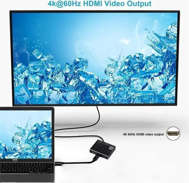 Alt view image 3 of 7 - USB C Multiport Adapter, Thunderbolt 3 Type-C Hub with 4K@60Hz HDMI Output, USB 3.0 Data Port & 100W USB-C PD Charging, Digital AV Converter Compatible with MacBook Pro/Air, Galaxy S8/S9