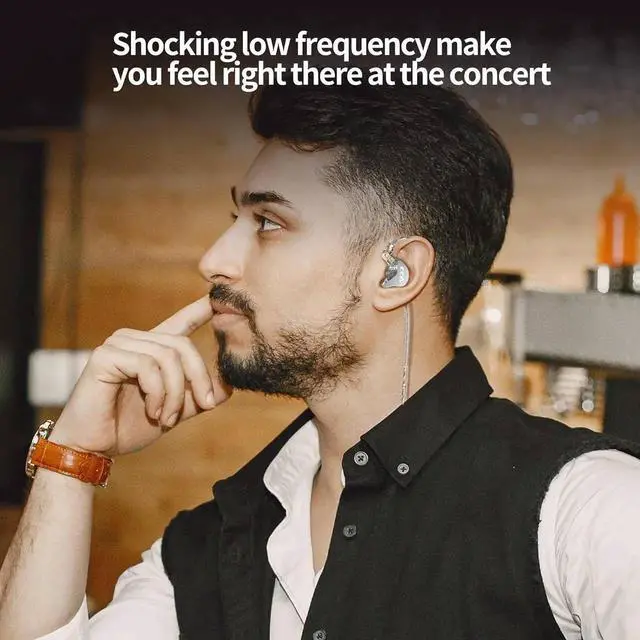 Alt view image 6 of 7 - CRA In Ear Monitor IEM Earphones, Ultra-Thin Diaphragm Dynamic Driver Wired In-Ear Headphones, Clear Vocals & Punchy Deep Bass, Detachable 2 Pin Cable Gaming Earbuds for Singers, Musicians, Drummers,