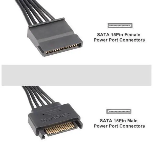 Alt view image 6 of 7 - J&D 15 Pin SATA Male to Female Power Extension Cable, 10 Inch Black Internal PC Power Cord for SSD HDD Optical Drives, Storage Power Extension Adapter Wire, 3 Pack for Computer Hardware Assembly