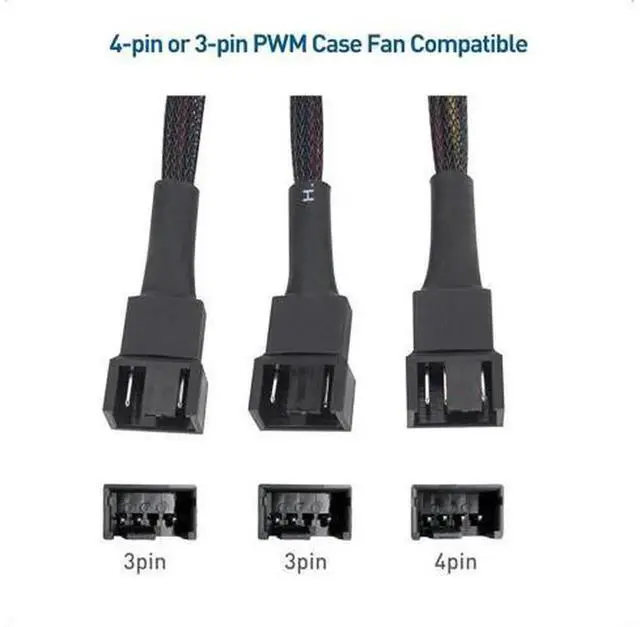 Alt view image 5 of 7 - Cable Matters 3-Way 4 Pin PWM Fan Splitter Cable, 12 Inches 1 Male to 3 Female PC Fan Converter Cord, Internal Motherboard Fan Extension Wire for Computer Chassis Cooling Fan Expansion, 2 Pack