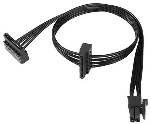 Main image of QIANRENON Mini 4-Pin to 2X Right Angle SATA Power Cable, 1 to 2 SATA SSD Hard Drive Power Extension Cord, Mini 4Pin Splitter Cable for Hard Disk Power Supply Connection