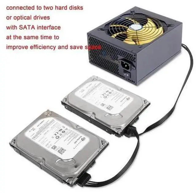 Alt view image 4 of 7 - QIANRENON Mini 4-Pin to 2X Right Angle SATA Power Cable, 1 to 2 SATA SSD Hard Drive Power Extension Cord, Mini 4Pin Splitter Cable for Hard Disk Power Supply Connection
