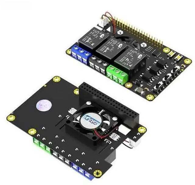 Main image of Raspberry Pi Power Relay Expansion Module with Dual Cooling Fans, Auto Color Changing LED Relay Board, Compatible with Raspberry Pi A+, 3A+, B+, 2B, 3B, 3B+, 4B, Smart Home Switch Control HAT
