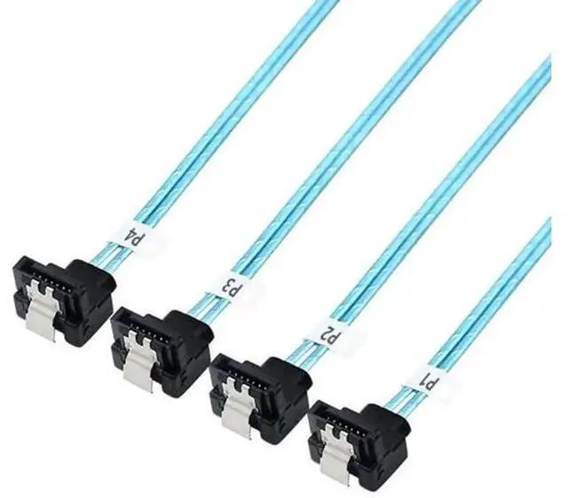 Alt view image 4 of 5 - 0.5M/1.6FT SFF-8643 Mini SAS to 4 SATA Breakout Cable, Target Angle SATA Connector Cord, Mini SAS HD Controller to SATA Hard Drive Cable for Server, NAS and RAID Storage System