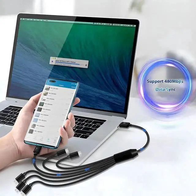 Alt view image 2 of 7 - 1.64FT Micro USB Splitter Charging Cable, USB Type A to 6 Micro USB Multi Charger Cord, Multiple Port Micro USB Charging Wire Compatible with Galaxy S6 S5 Note4 Note3, Xperia Z3 Z2 and Other Micro USB