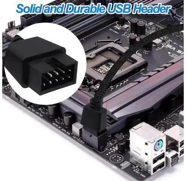 Alt view image 4 of 7 - USB 2.0 Type A Male to 9Pin Motherboard Header Adapter Cable, 20cm Internal Mainboard Converter Extension Cord, USB A Male to 9 Pin Male Front Panel Header Cable for Desktop PC, 2 Pack