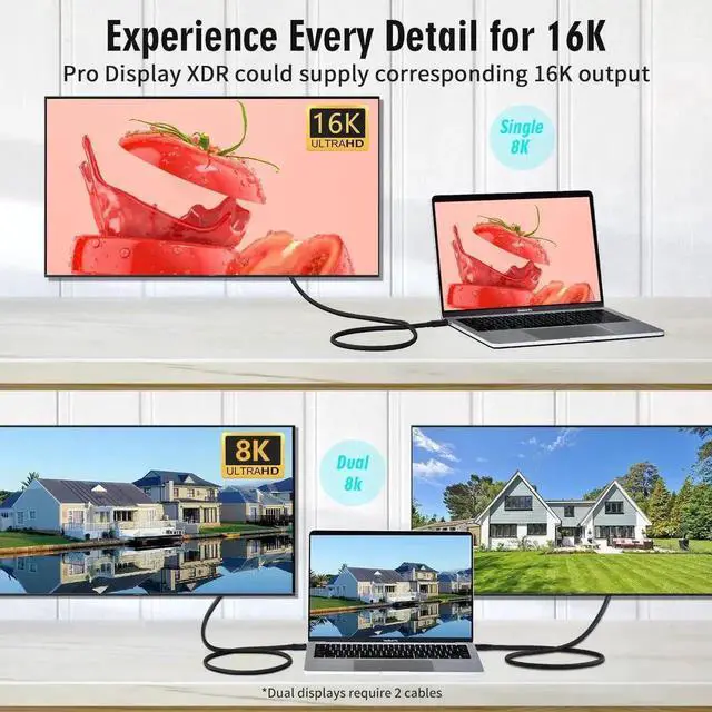 Alt view image 7 of 7 - USB4 Cable Compatible with Thunderbolt 5, USB C to USB C Cable, 80Gbps Gen4 Data Transfer, 240W Fast Charging, 16K@60Hz & 4K@120Hz HDR Video Output, for Laptop, Monitor, Hub, Dock, M.2 SSD, 1M