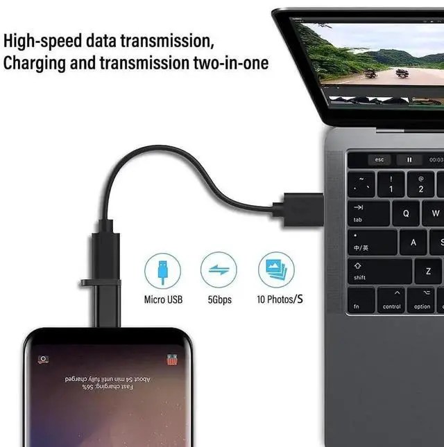 Alt view image 5 of 7 - USB C to Micro USB Adapter 2 Pack, Type C Female to Micro USB Male Convert Connector with Keychain, Charging & Data Sync Adapter Compatible with Galaxy S7 S7 Edge, Nexus 5 6, All Micro USB Devices