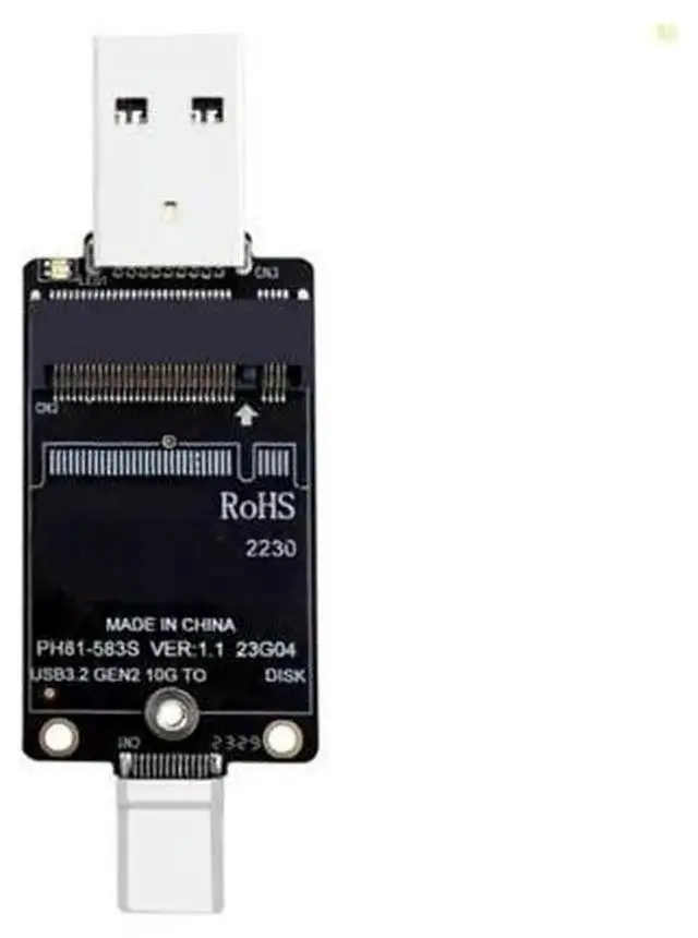 Alt view image 3 of 4 - M.2 NVMe to USB Adapter, USB 3.2 Gen2 10Gbps NVMe SSD External Converter, USB-A & USB-C Dual Interface Hard Drive Reader, Compatible with 2230 M.2 NVMe SSD for Data Storage & File Transfer