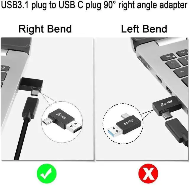Alt view image 2 of 6 - 4Pcs Right Angle USB3.1 Male to USB-C Male Adapter, 90 Degree Right Bend Connector, 10Gbps Data Transfer, QC 60W & PD 15W Charging, USB A to Type-C Plug for Laptop, PC, Wall Charger