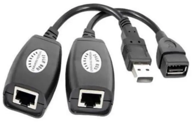 Main image of USB RJ45 Extender Adapter Over CAT5 LAN Cable, USB Signal Extension Transmitter & Receiver Set, Extend USB Signal Up To 150ft via RJ45 Cat5 Network Cable for Computer, Desktop USB Device